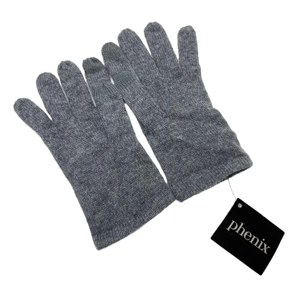 PHENIX 100% Cashmere NEW Knit Gloves Gray NEW